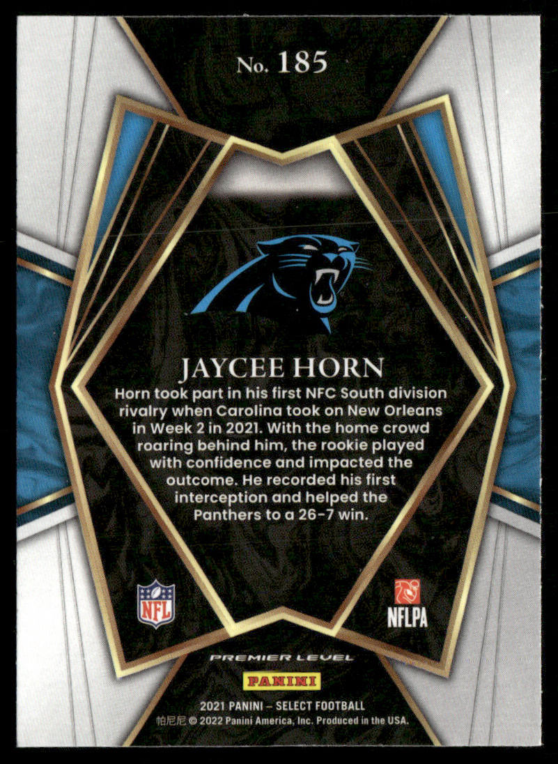 Jaycee Horn 2021 Panini Select #185 RC Carolina Panthers