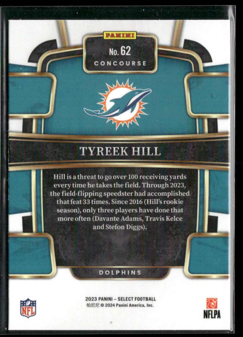 Tyreek Hill 2023 Panini Select #62 Miami Dolphins