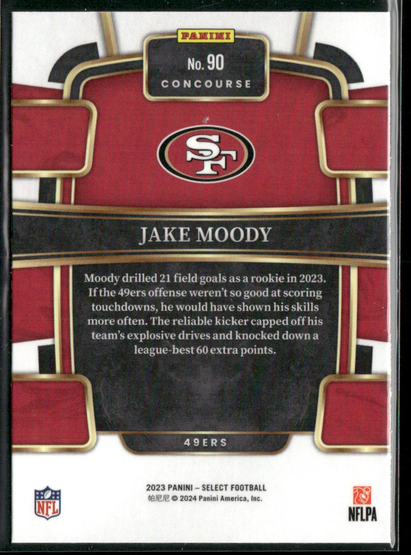 Jake Moody 2023 Panini Select #90 RC San Francisco 49ers