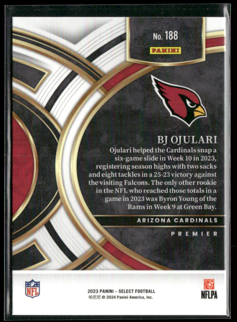 BJ Ojulari 2023 Panini Select #188 RC Arizona Cardinals