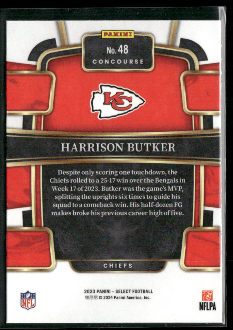Harrison Butker 2023 Panini Select #48 Kansas City Chiefs