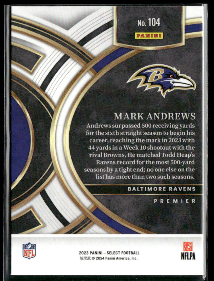 Mark Andrews 2023 Panini Select #104 Baltimore Ravens