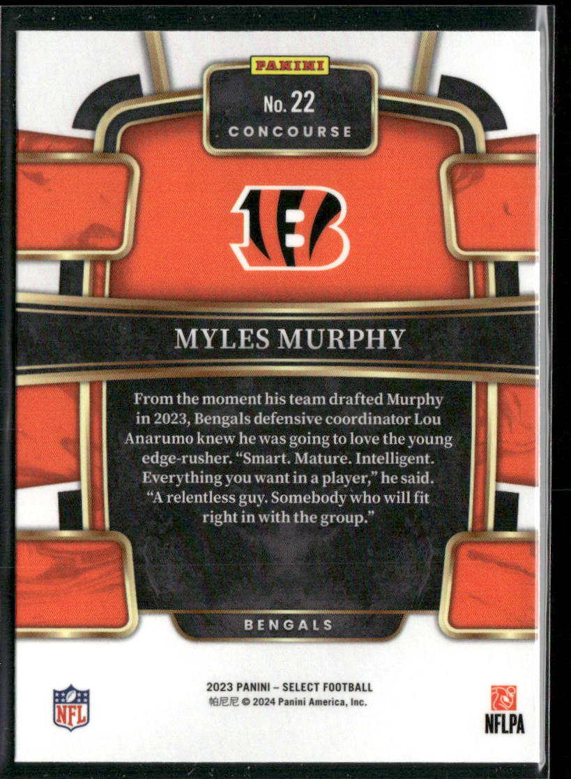 Myles Murphy 2023 Panini Select #22 Cincinnati Bengals