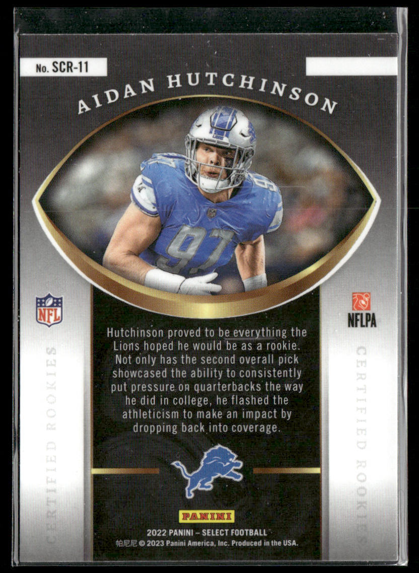 Aidan Hutchinson 2022 Panini Select Select Certified Rookies #SCR-11 Lions