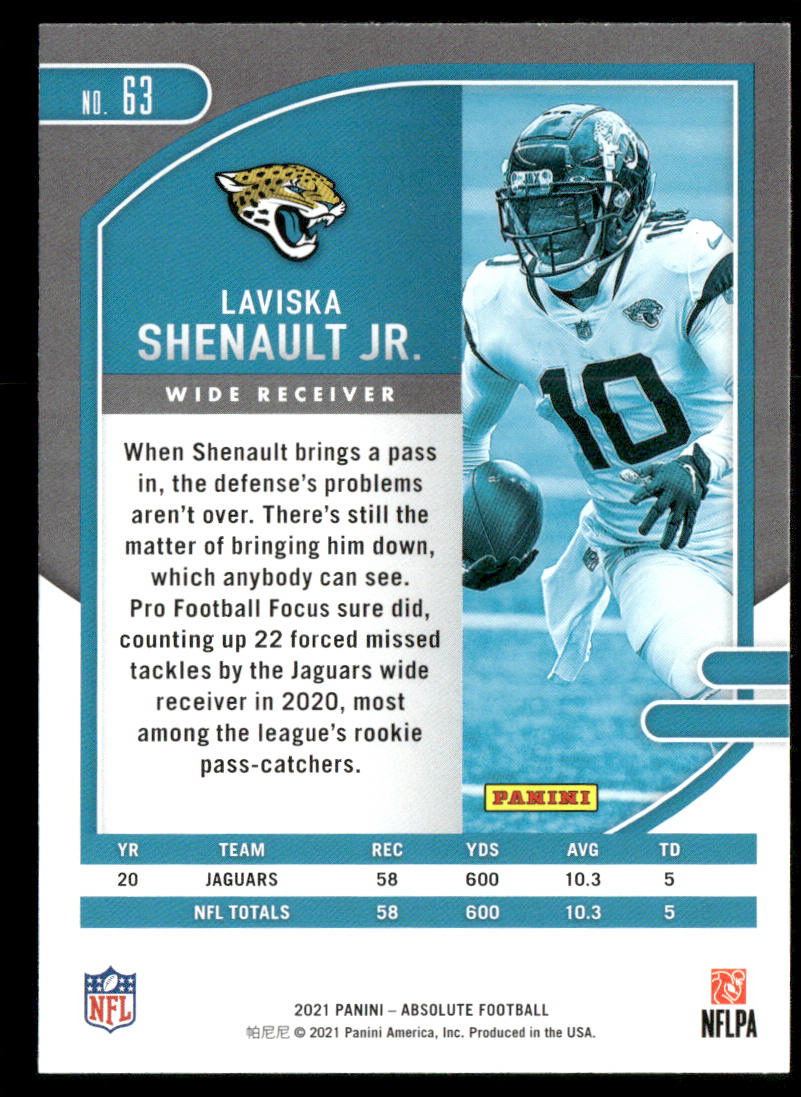 Laviska Shenault Jr. 2021 Panini Absolute Retail #63 Jacksonville Jaguars