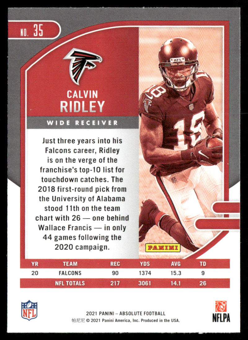 Calvin Ridley 2021 Panini Absolute Retail #35 Atlanta Falcons