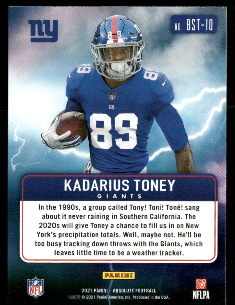 Kadarius Toney 2021 Panini Absolute By Storm #BST-10 New York Giants