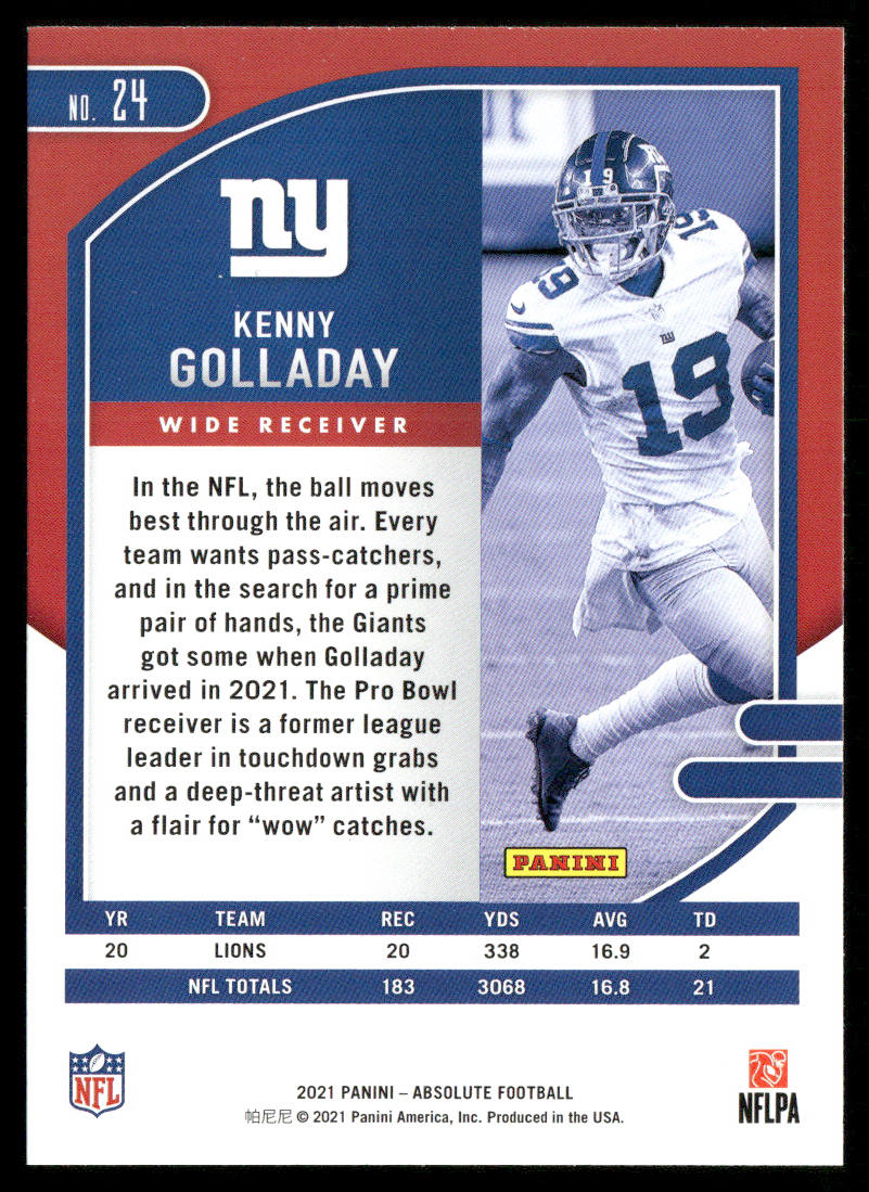 Kenny Golladay 2021 Panini Absolute Retail #24 New York Giants