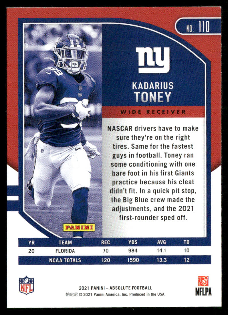 Kadarius Toney 2021 Panini Absolute Retail #110 RC New York Giants