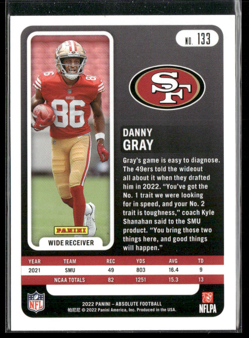 Danny Gray 2022 Panini Absolute Green #133 RC San Francisco 49ers