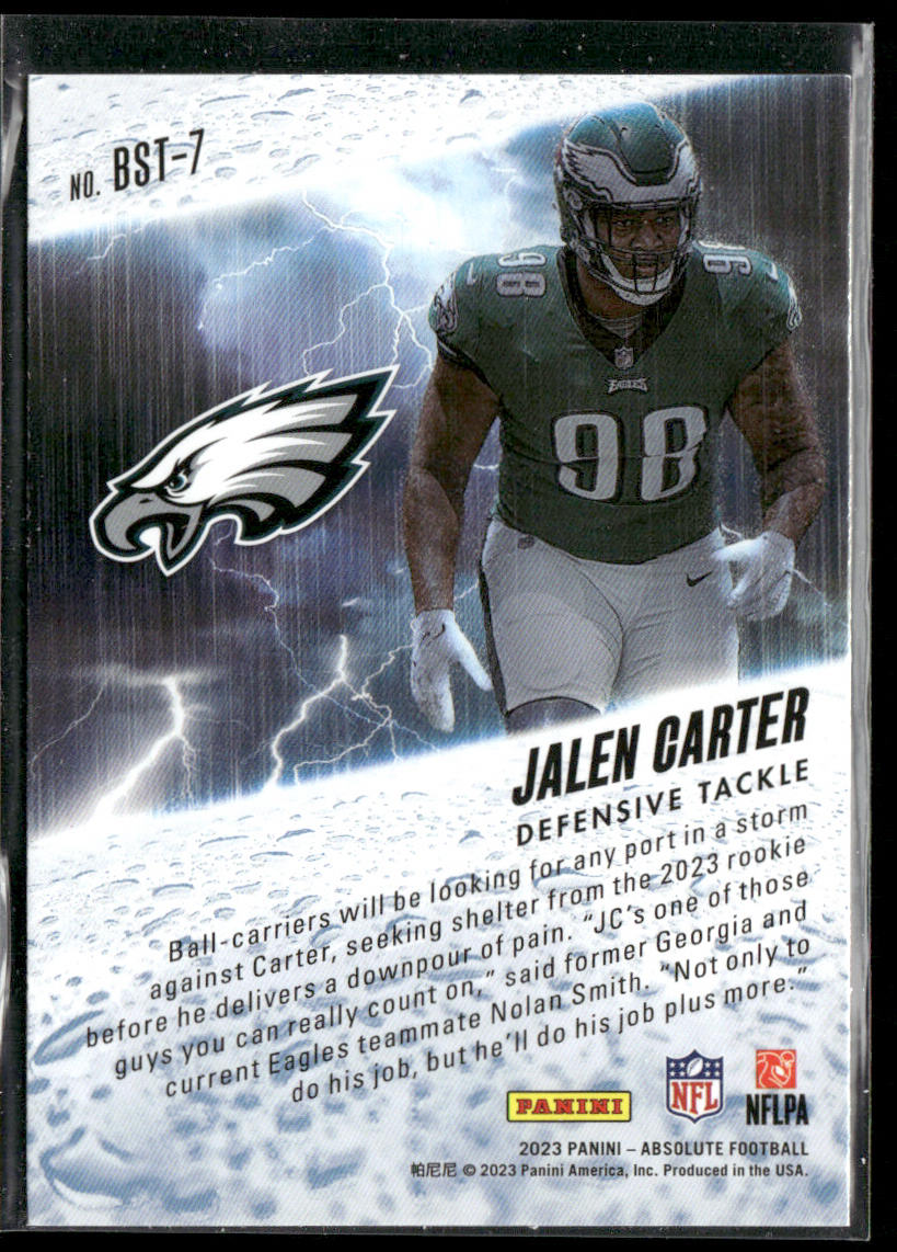 Jalen Carter 2023 Panini Absolute By Storm #BST-7 Philadelphia Eagles