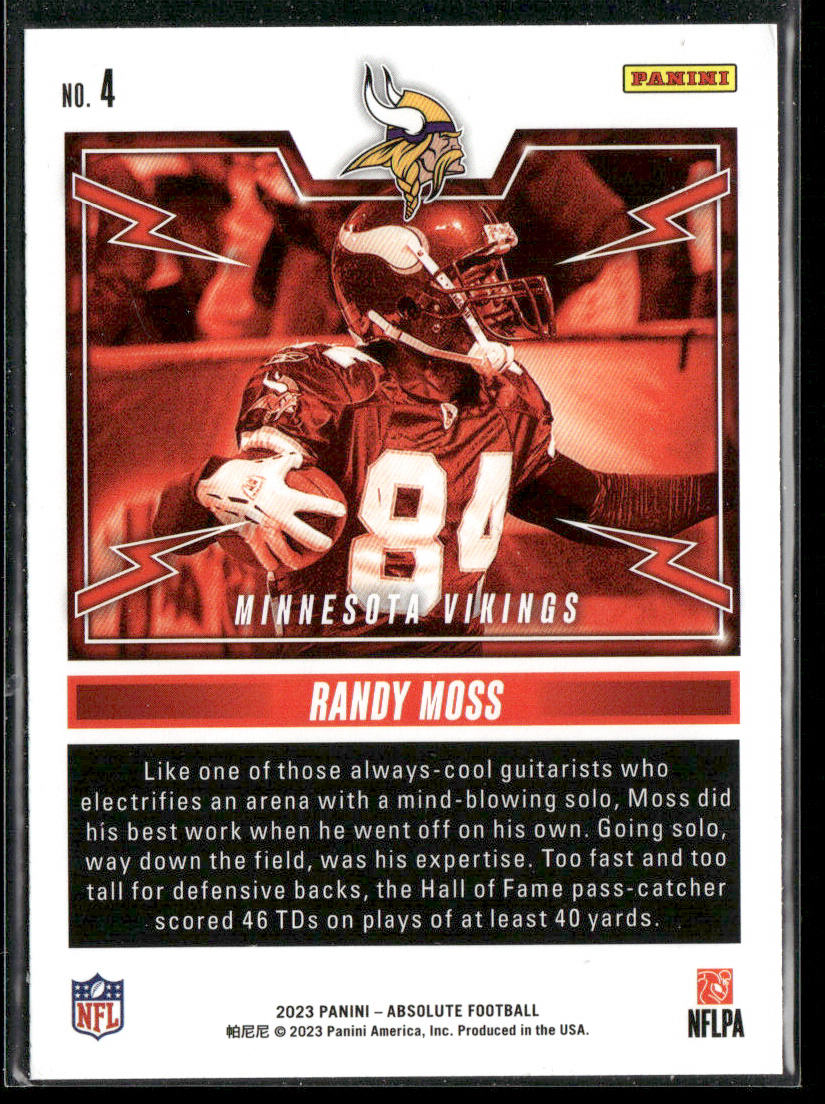 Randy Moss 2023 Panini Absolute Rock Out #4 Minnesota Vikings