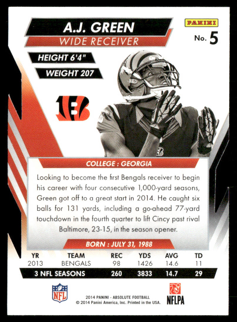 A.J. Green 2014 Panini Absolute Retail #5 Cincinnati Bengals