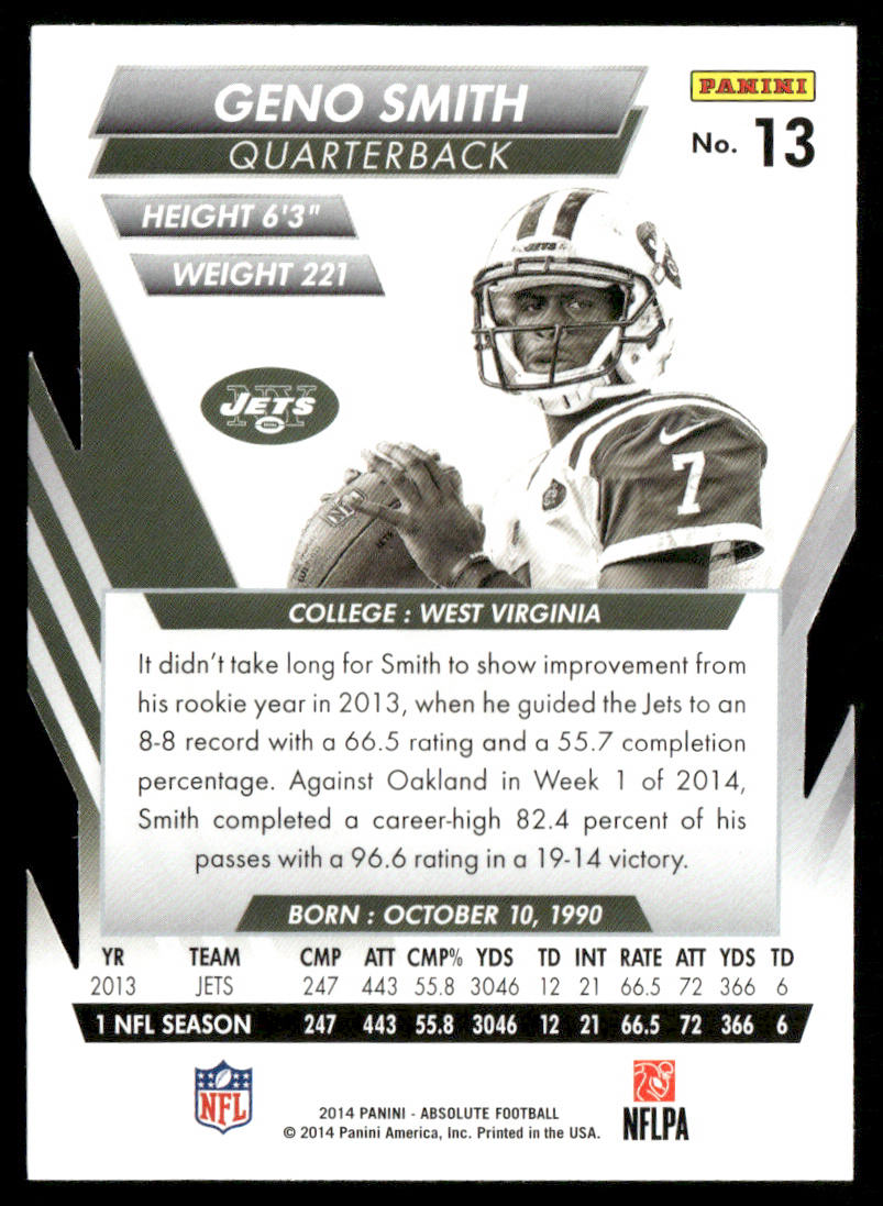 Geno Smith 2014 Panini Absolute Retail #13 New York Jets