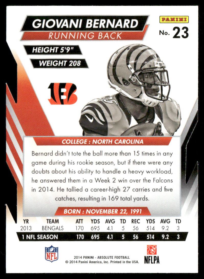Giovani Bernard 2014 Panini Absolute Retail #23 Cincinnati Bengals
