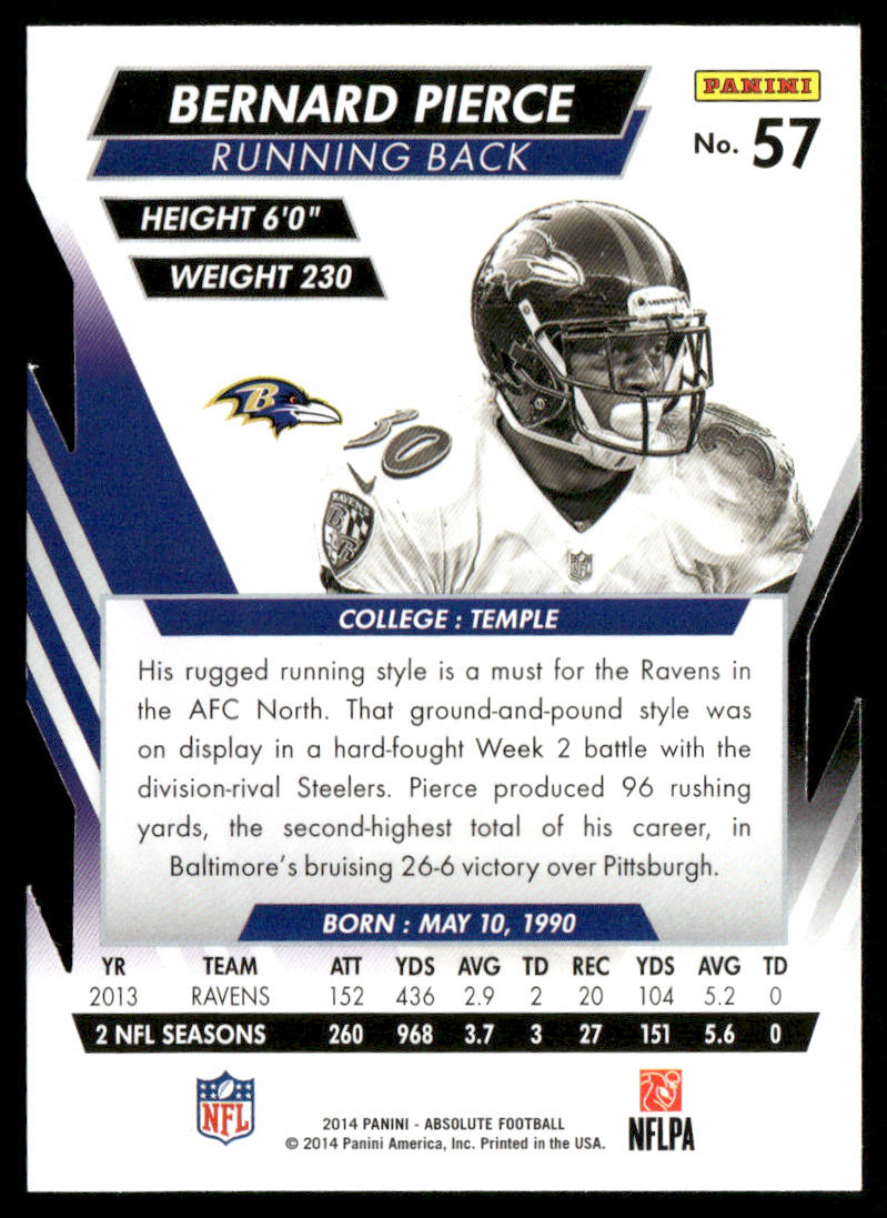 Bernard Pierce 2014 Panini Absolute Retail #57 Baltimore Ravens