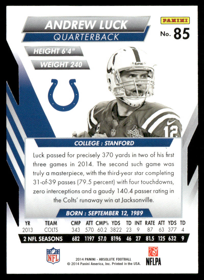Andrew Luck 2014 Panini Absolute Retail #85 Indianapolis Colts