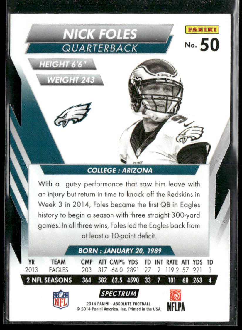 Nick Foles 2014 Panini Absolute Retail Red #50 Philadelphia Eagles