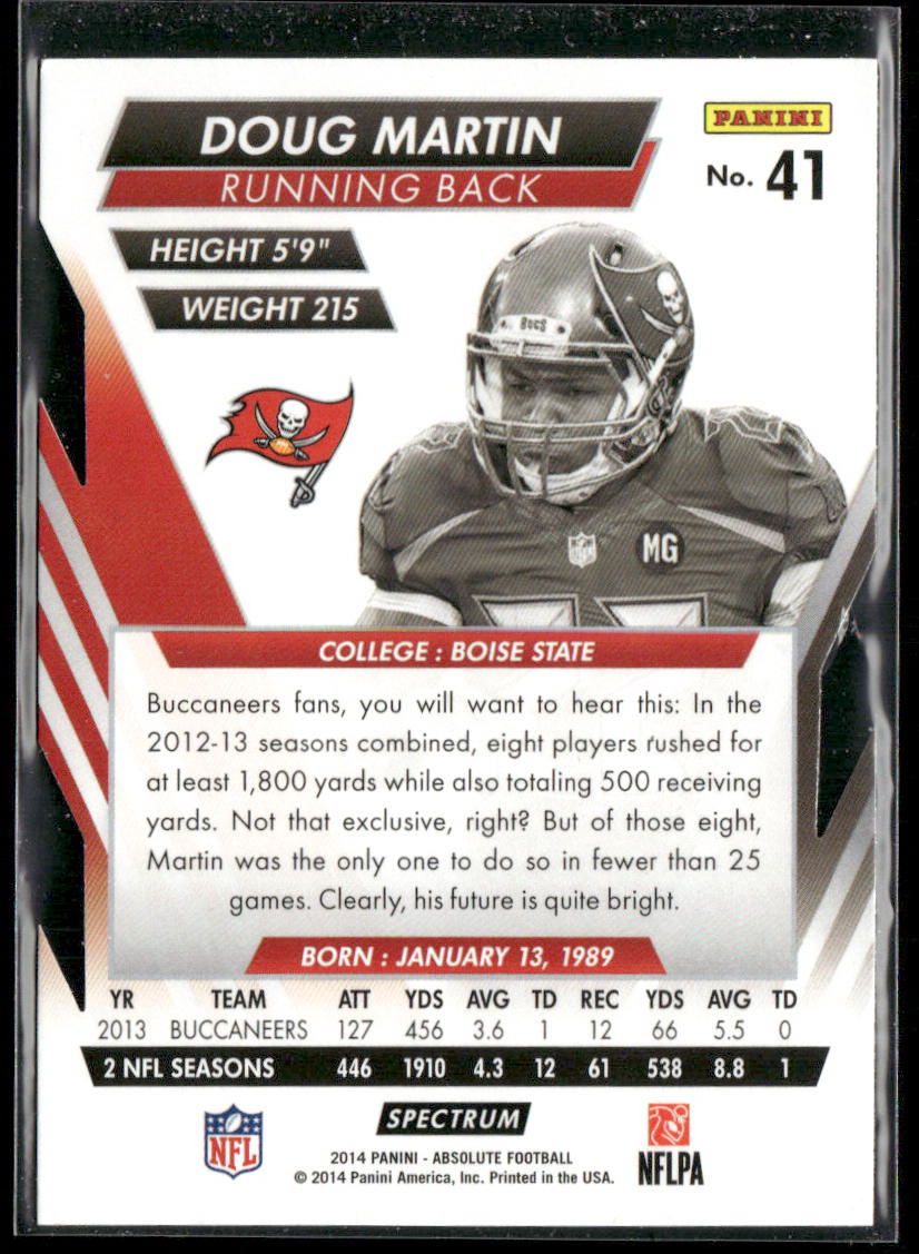Doug Martin 2014 Panini Absolute Retail Red #41 Tampa Bay Buccaneers