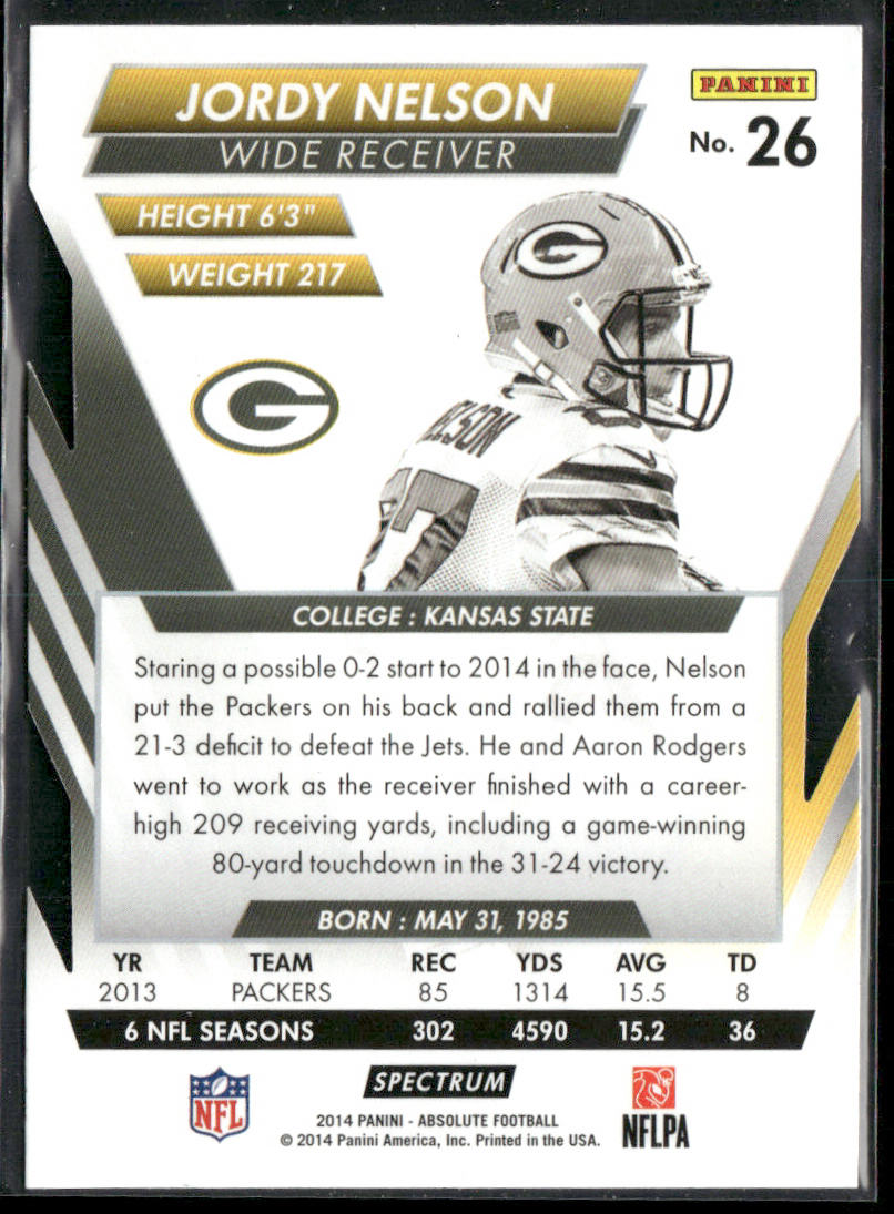 Jordy Nelson 2014 Panini Absolute Retail Red #26 Green Bay Packers