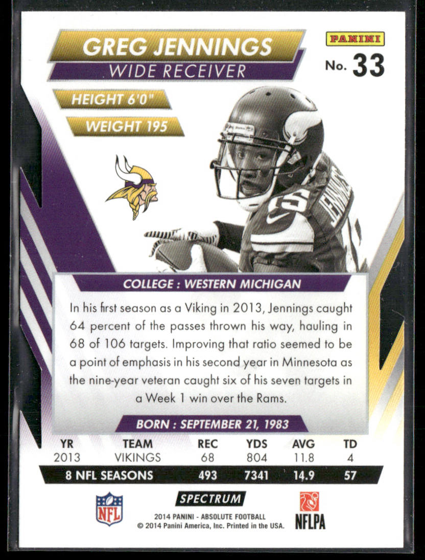 Greg Jennings 2014 Panini Absolute Retail Red #33 Minnesota Vikings