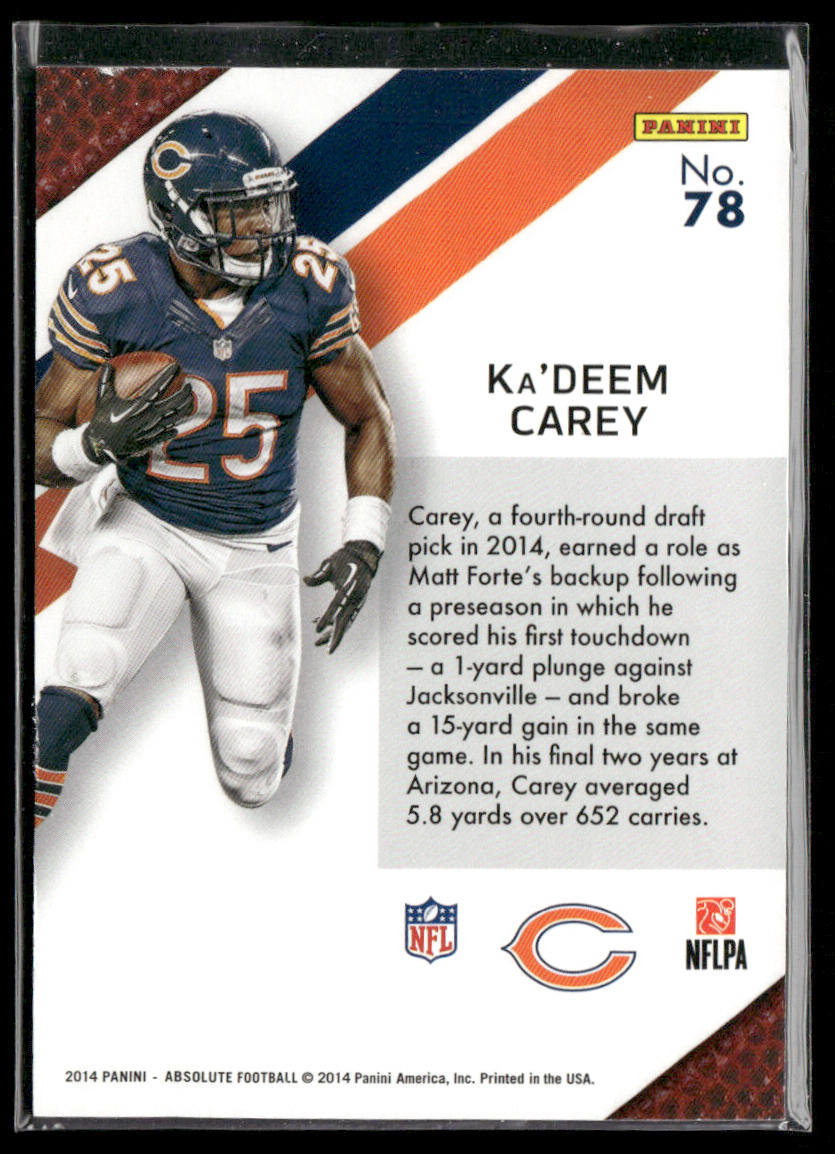 Ka'Deem Carey 2014 Panini Absolute Hogg Heaven #78 Chicago Bears