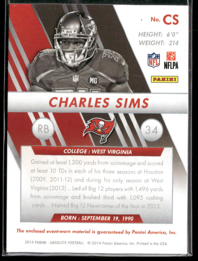 Charles Sims 2014 Panini Absolute Rookie Jersey Collection #CS MEM Buccaneers