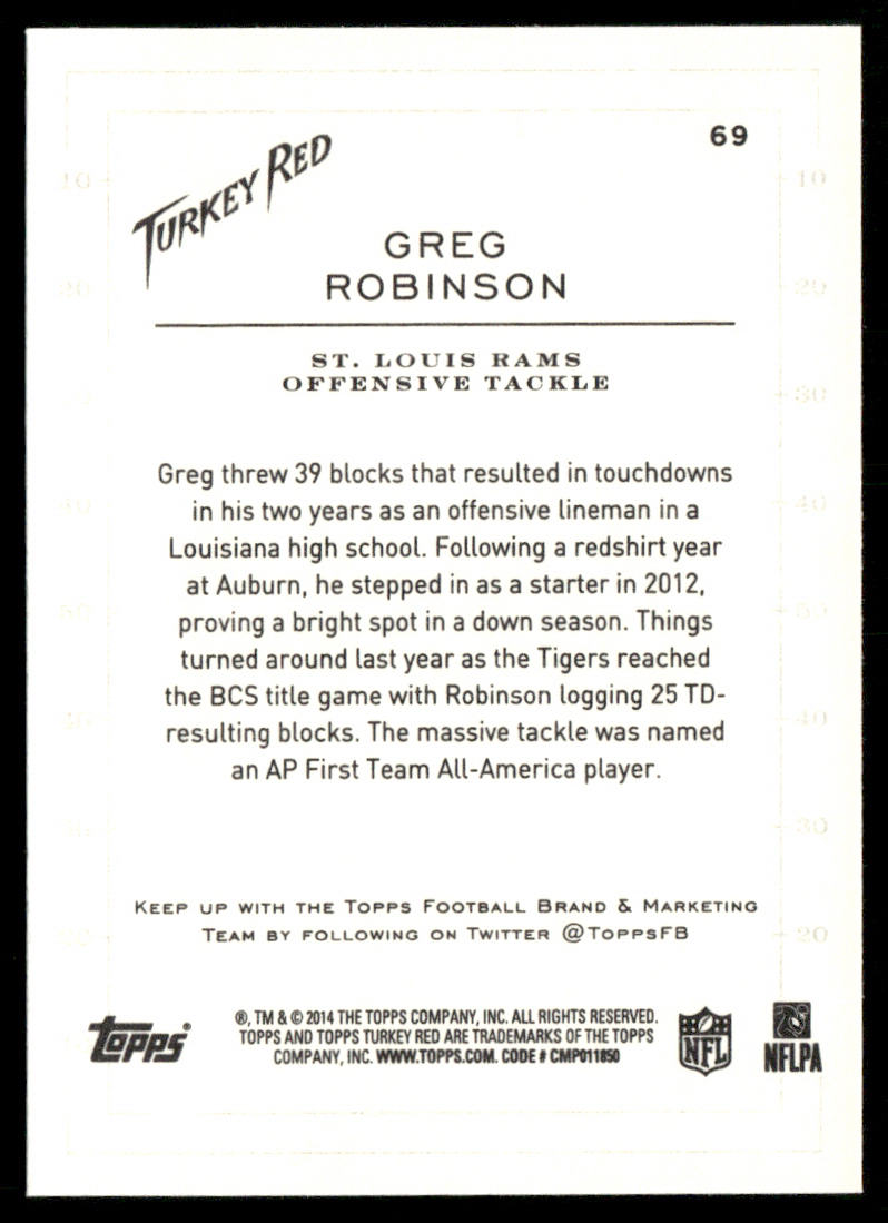 Greg Robinson 2014 Topps Turkey Red #69 RC St. Louis Rams