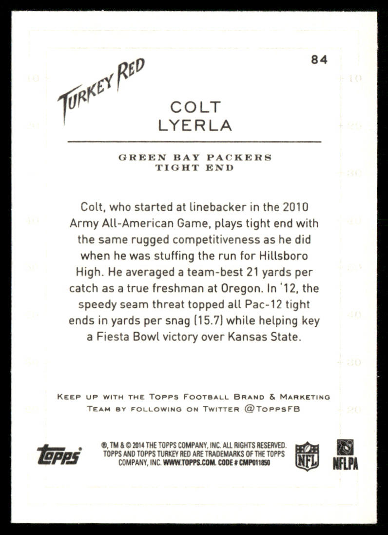 Colt Lyerla 2014 Topps Turkey Red #84 RC Green Bay Packers