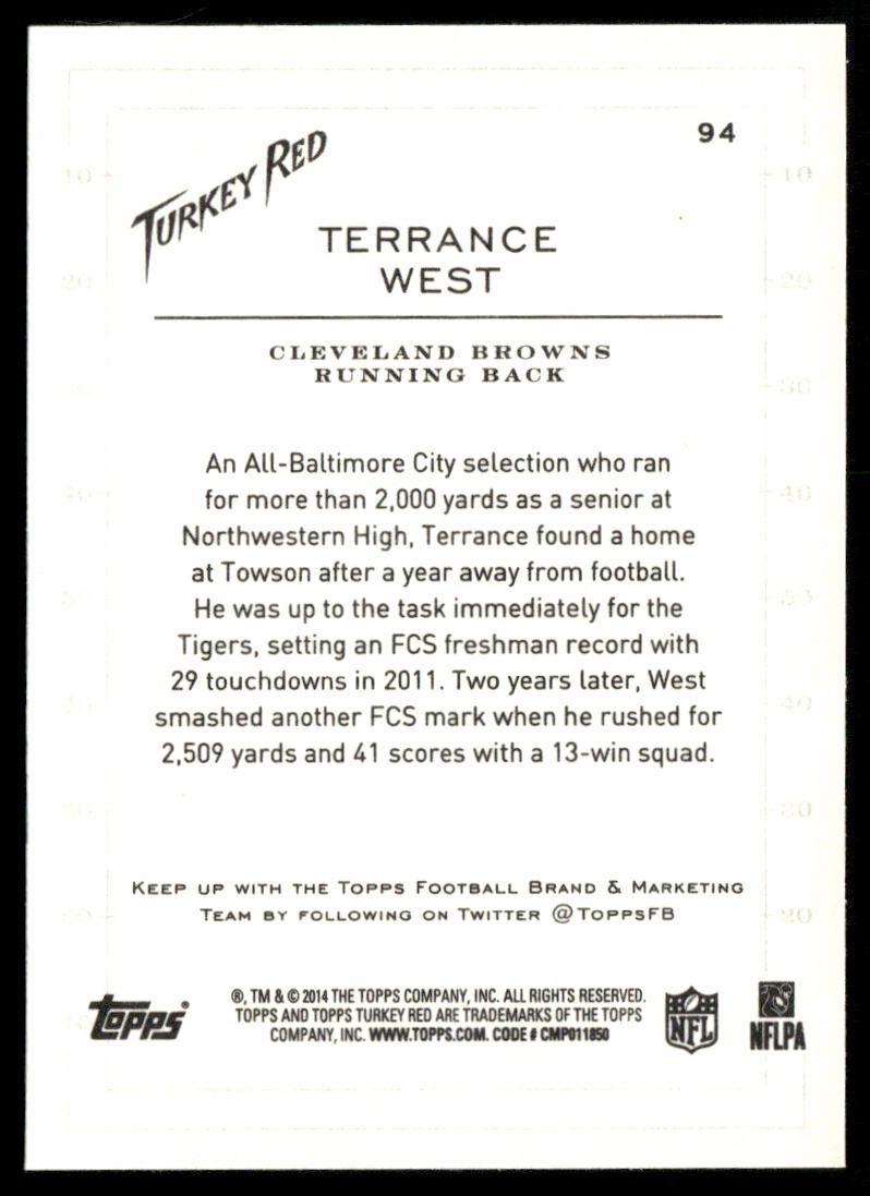 Terrance West 2014 Topps Turkey Red #94 RC Cleveland Browns