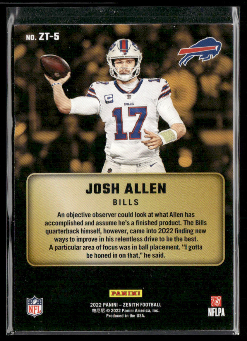 Josh Allen 2022 Zenith Z-Team #ZT-5 Buffalo Bills