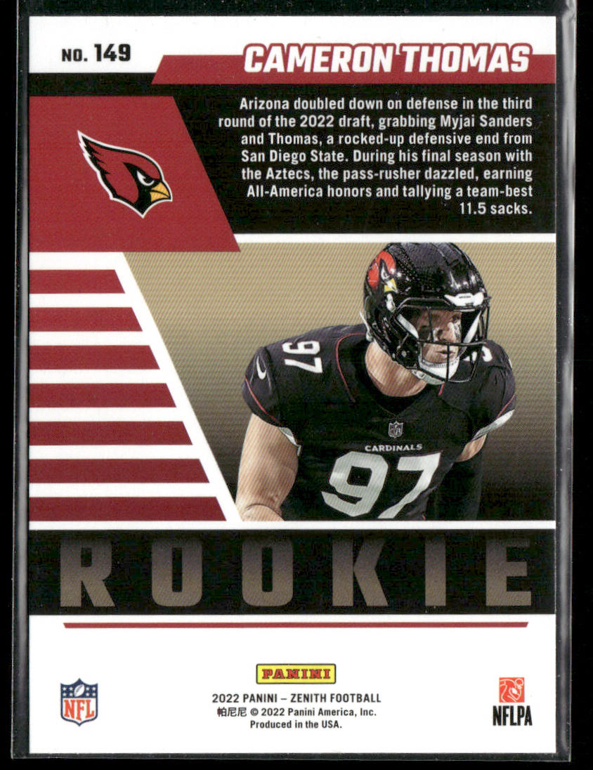 Cameron Thomas 2022 Zenith Red Zone #149 RC Arizona Cardinals