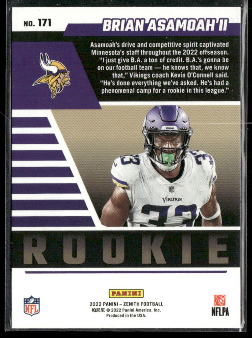 Brian Asamoah II 2022 Zenith Red Zone #171 RC Minnesota Vikings