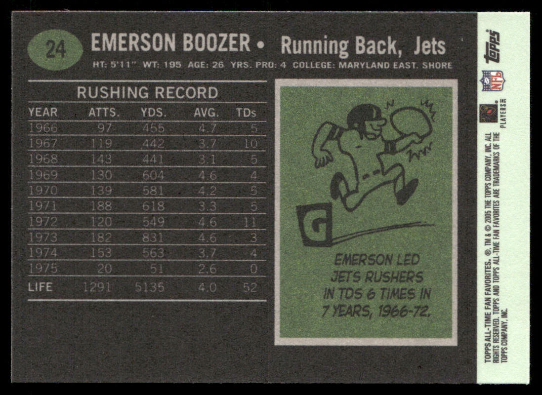 Emerson Boozer 2004 Topps Fan Favorites #24 New York Jets