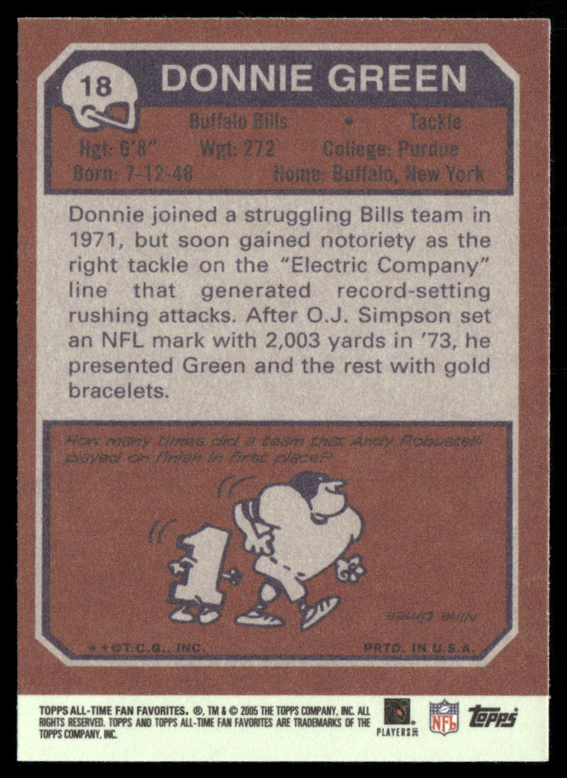 Donnie Green 2004 Topps Fan Favorites #18 Buffalo Bills