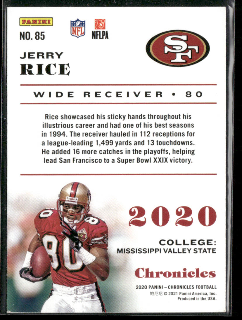 Jerry Rice 2020 Panini Chronicles #85 San Francisco 49ers