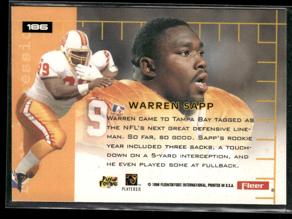 Warren Sapp 1996 Ultra #186 Tampa Bay Buccaneers