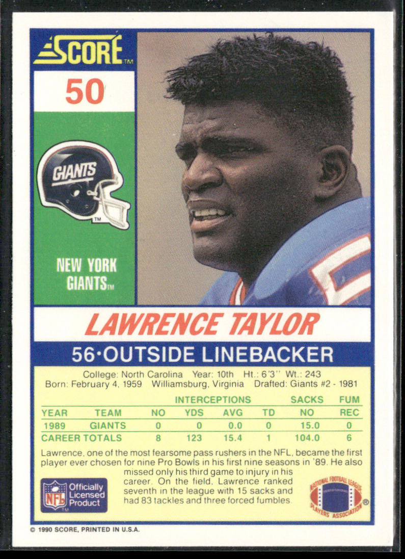 Lawrence Taylor 1990 Score #50 New York Giants