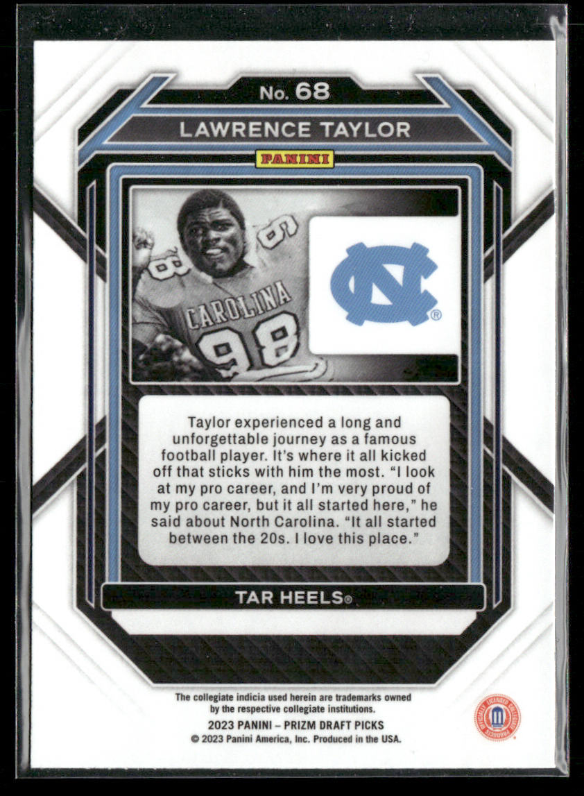 Lawrence Taylor 2023 Panini Prizm Draft Picks #68 North Carolina Tar Heels