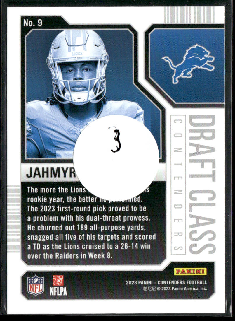 Jahmyr Gibbs 2023 Panini Contenders Draft Class Contenders #9 Detroit Lions