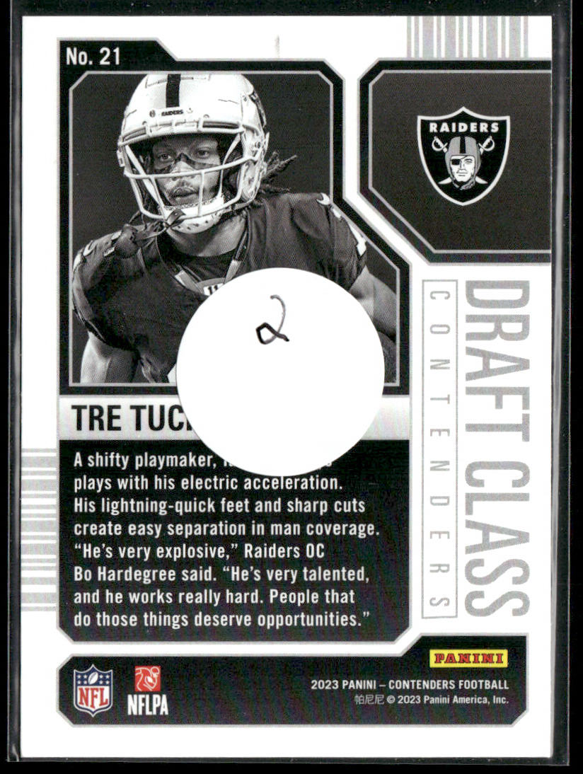 Tre Tucker 2023 Panini Contenders Draft Class Contenders #21 Las Vegas Raiders
