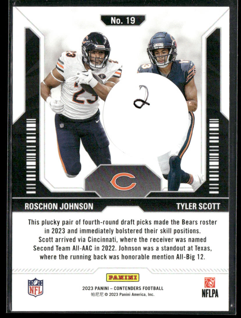 Roschon Johnson / Tyler Scott 2023 Panini Contenders Round Numbers #19 Bears