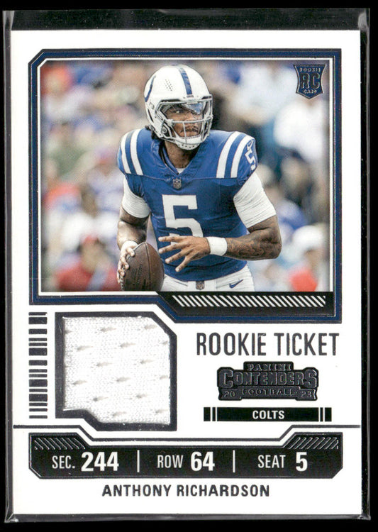 Anthony Richardson 2023 Panini Contenders Rookie Ticket Swatches #TS2 MEM Colts