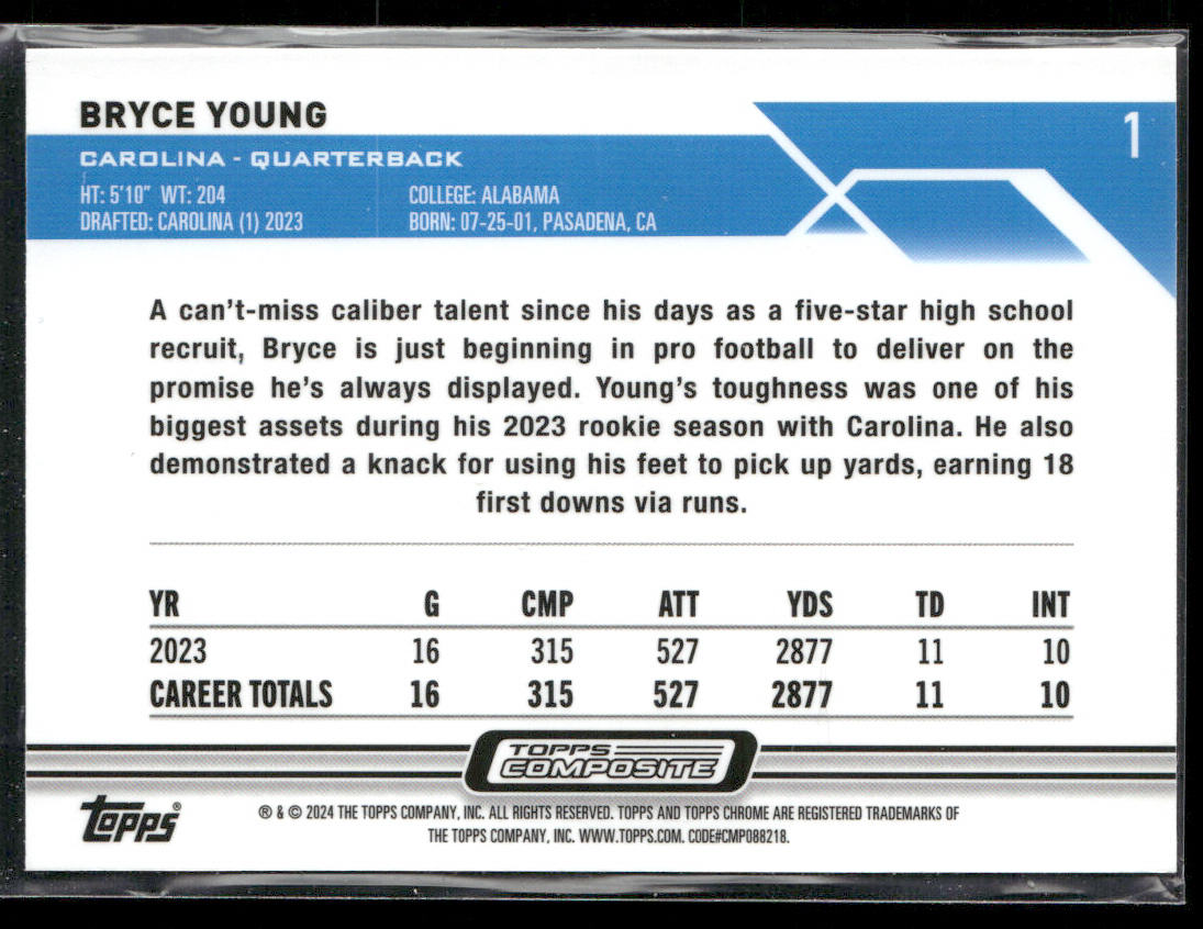 Bryce Young 2023 Topps Composite #1 RC Carolina Panthers
