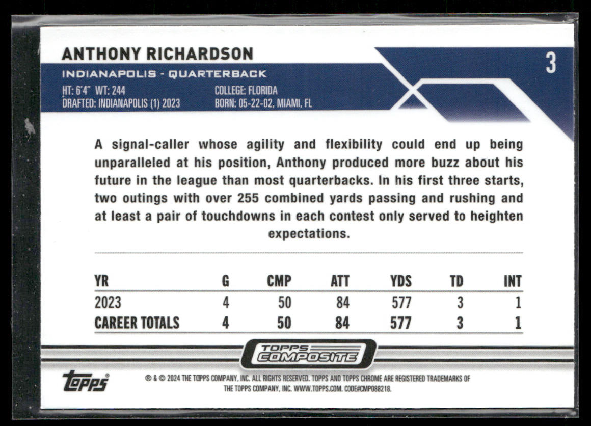Anthony Richardson 2023 Topps Composite #3 RC Indianapolis Colts