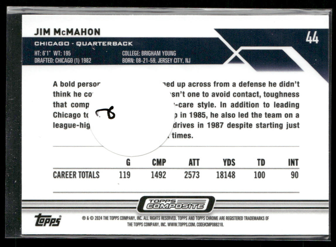 Jim McMahon 2023 Topps Composite #44 Chicago Bears