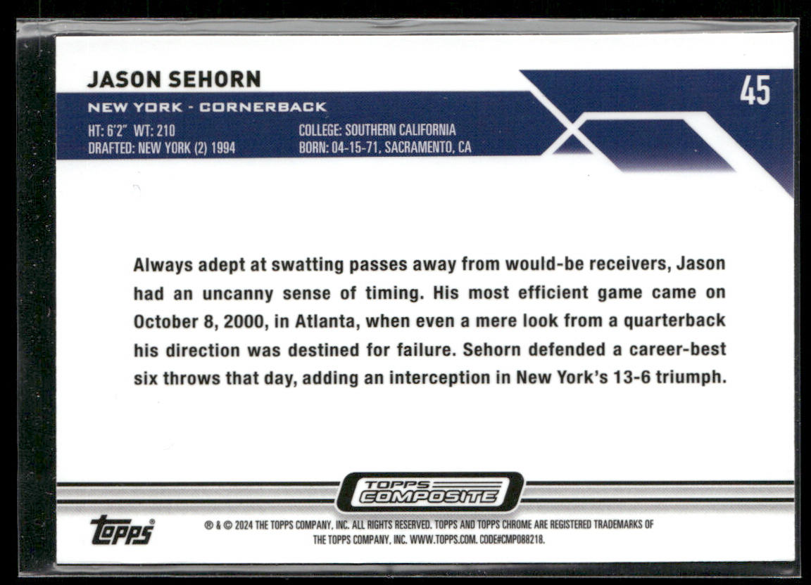 Jason Sehorn 2023 Topps Composite #45 New York Giants
