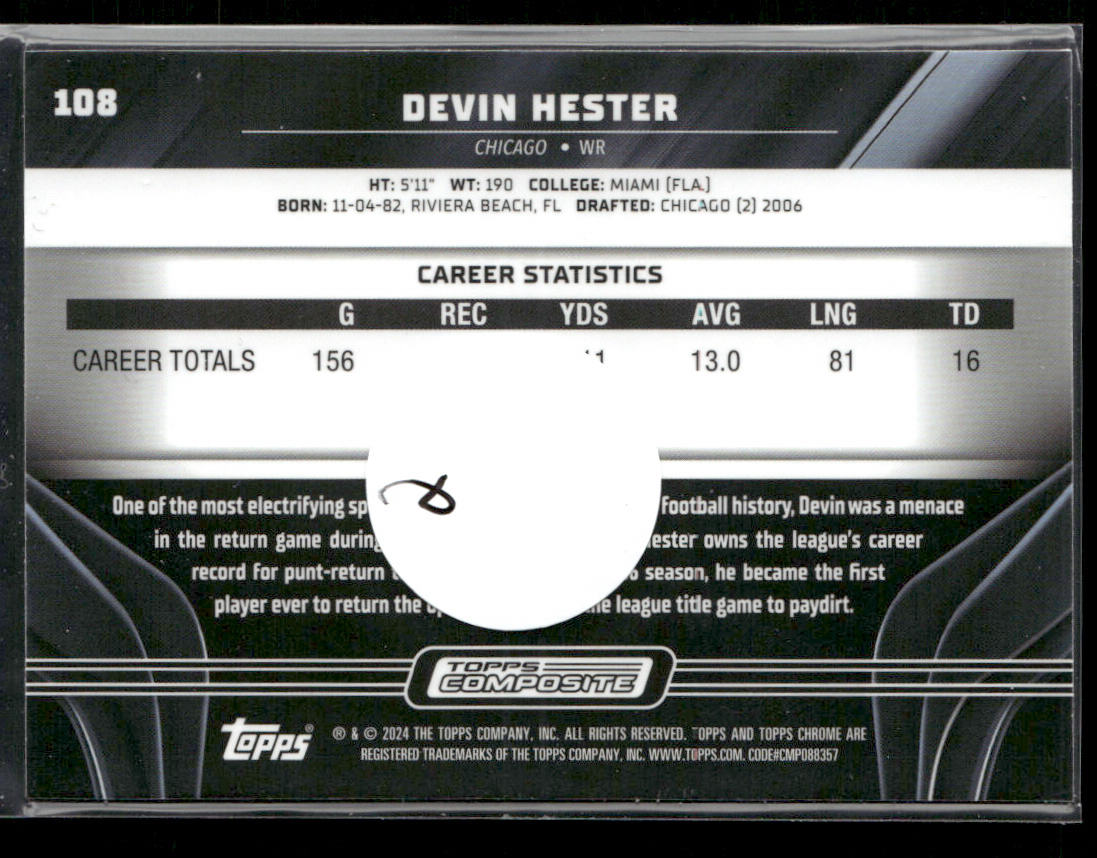 Devin Hester 2023 Topps Composite #108 Chicago Bears