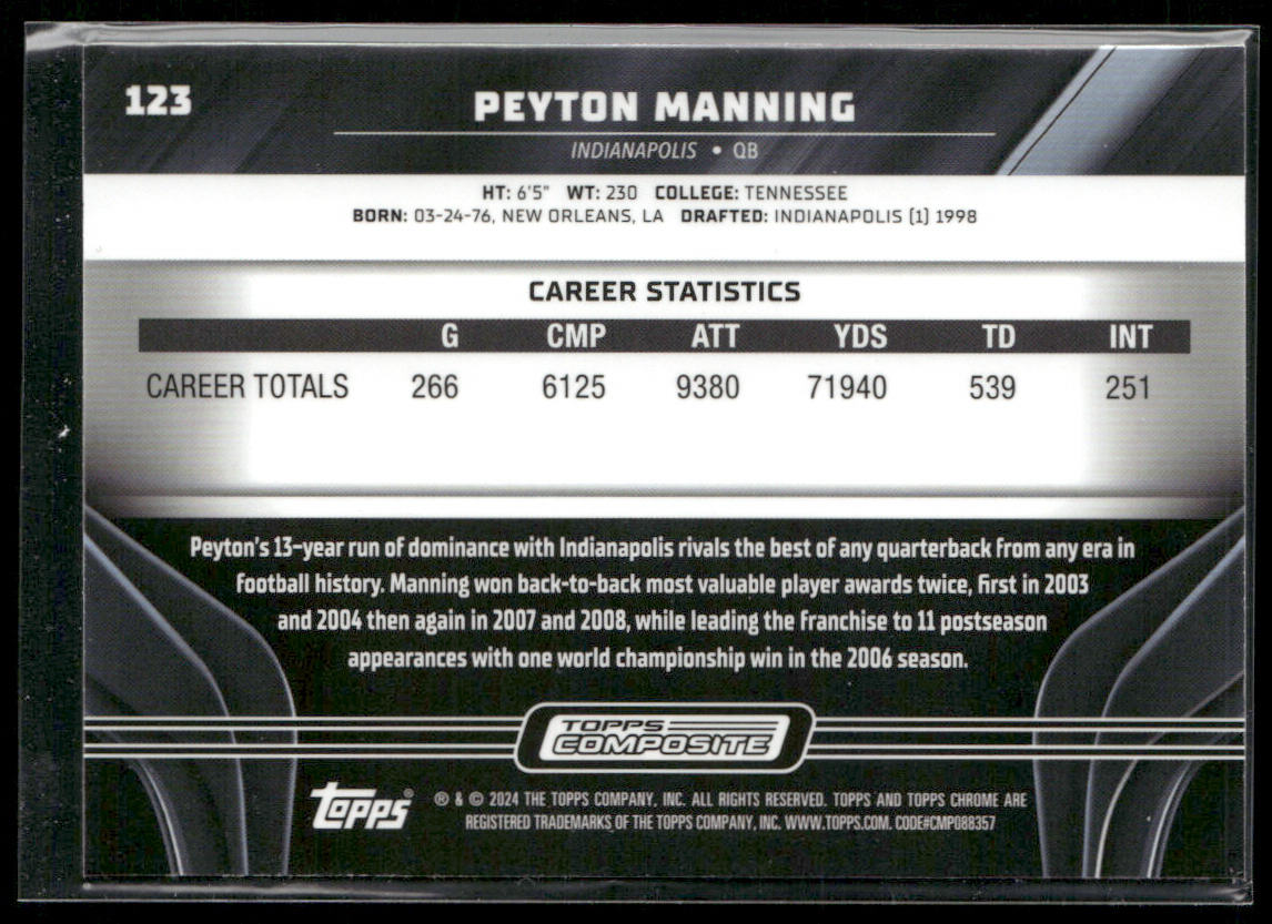 Peyton Manning 2023 Topps Composite #123 Indianapolis Colts