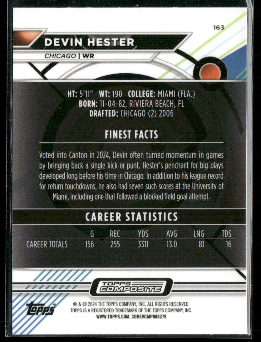 Devin Hester 2023 Topps Composite #163 Chicago Bears